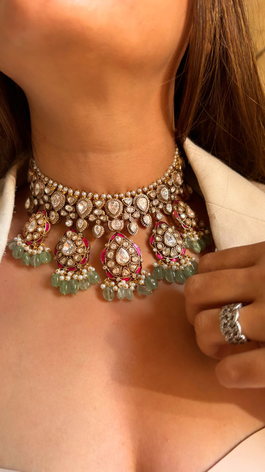 Bridal Asia Moissanite Rani  & Mint Choker
