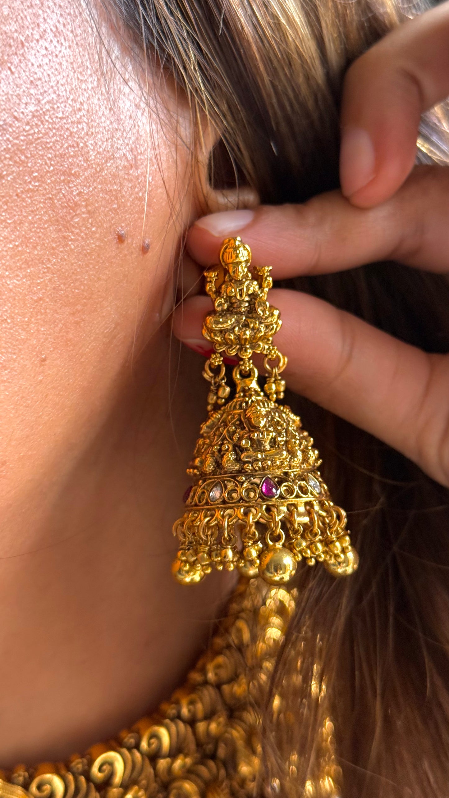 Goddess Laxmi Ruby Temple necklace combo