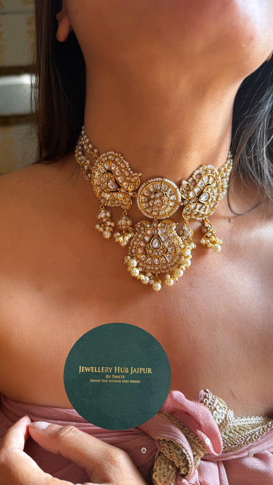 Pearl polki heritage choker