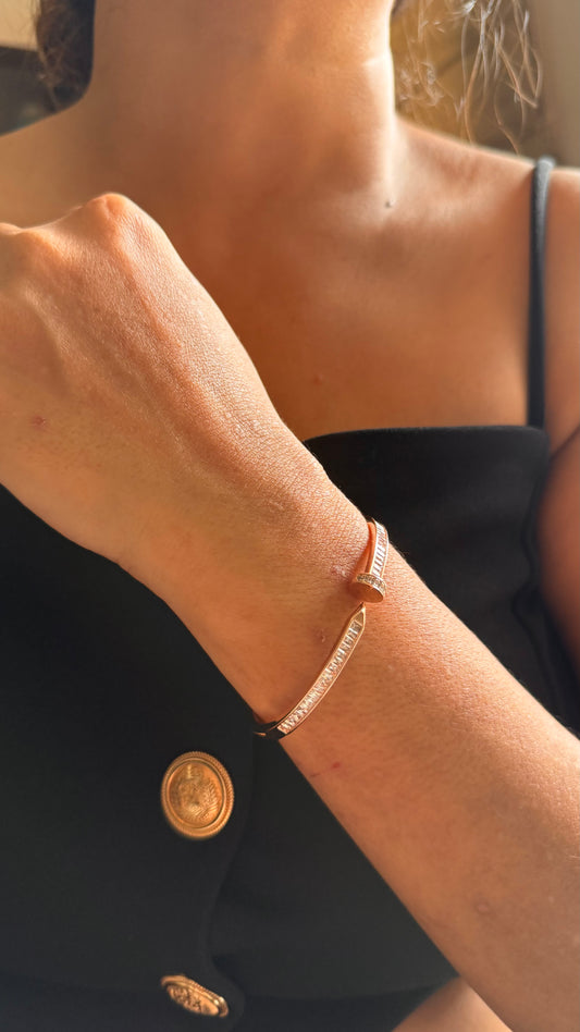Rose Gold Tone Open Nail Bracelet
