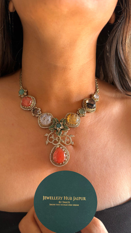 Peach & granite sabyasachi inspired necklace