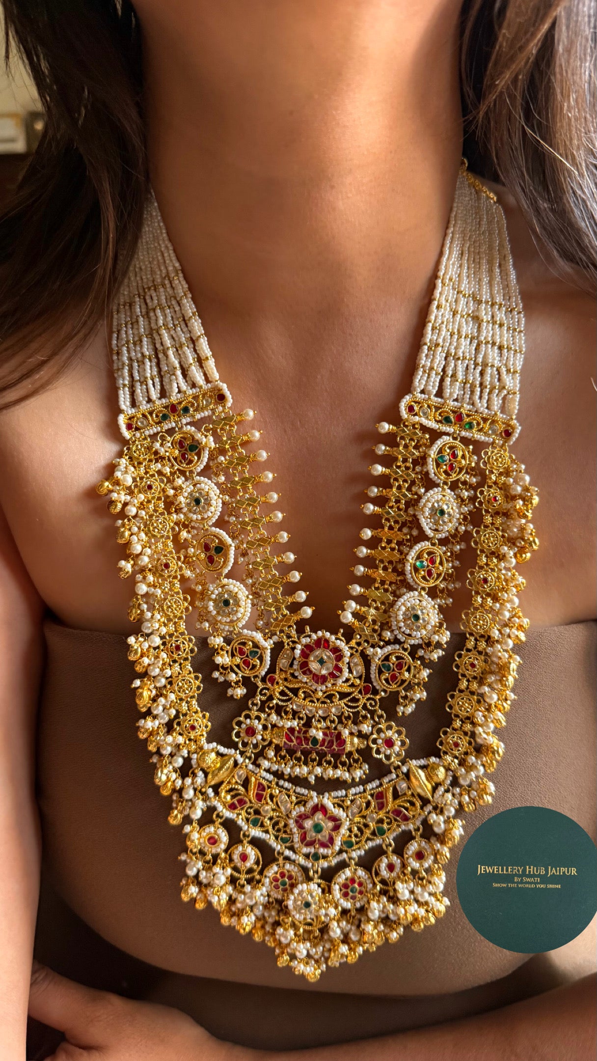 Real jadau paachi kundan handmade raani haar
