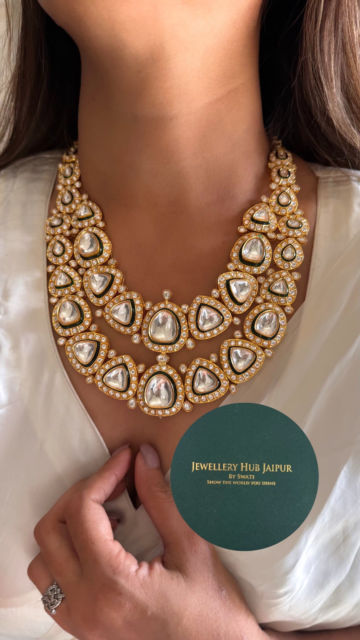 Rajeshwari Maharani Necklace with uncut polki and meenakari