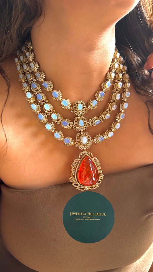 Tangerine opal designer necklace