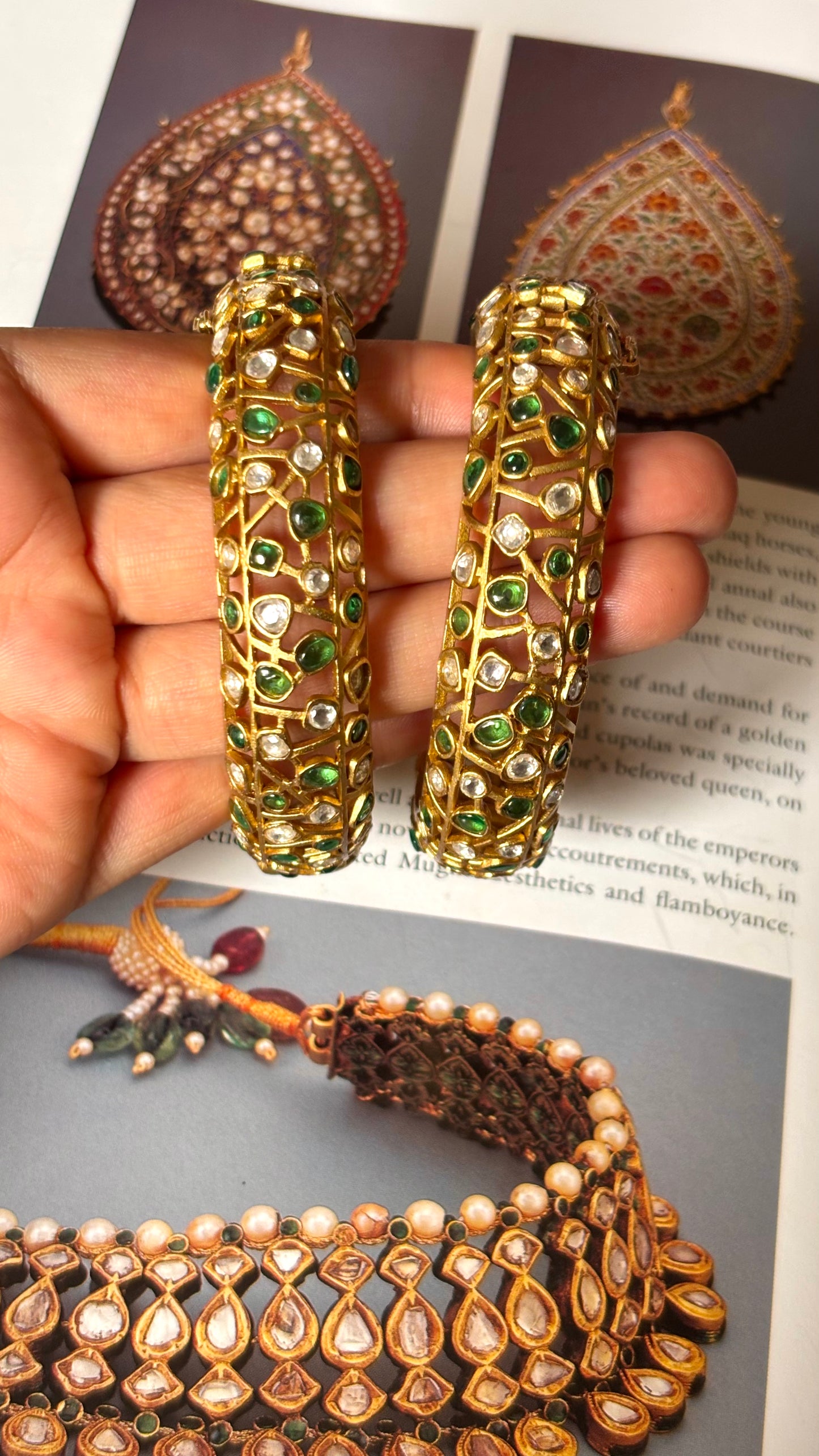 Designer Emerald gold openable bangle