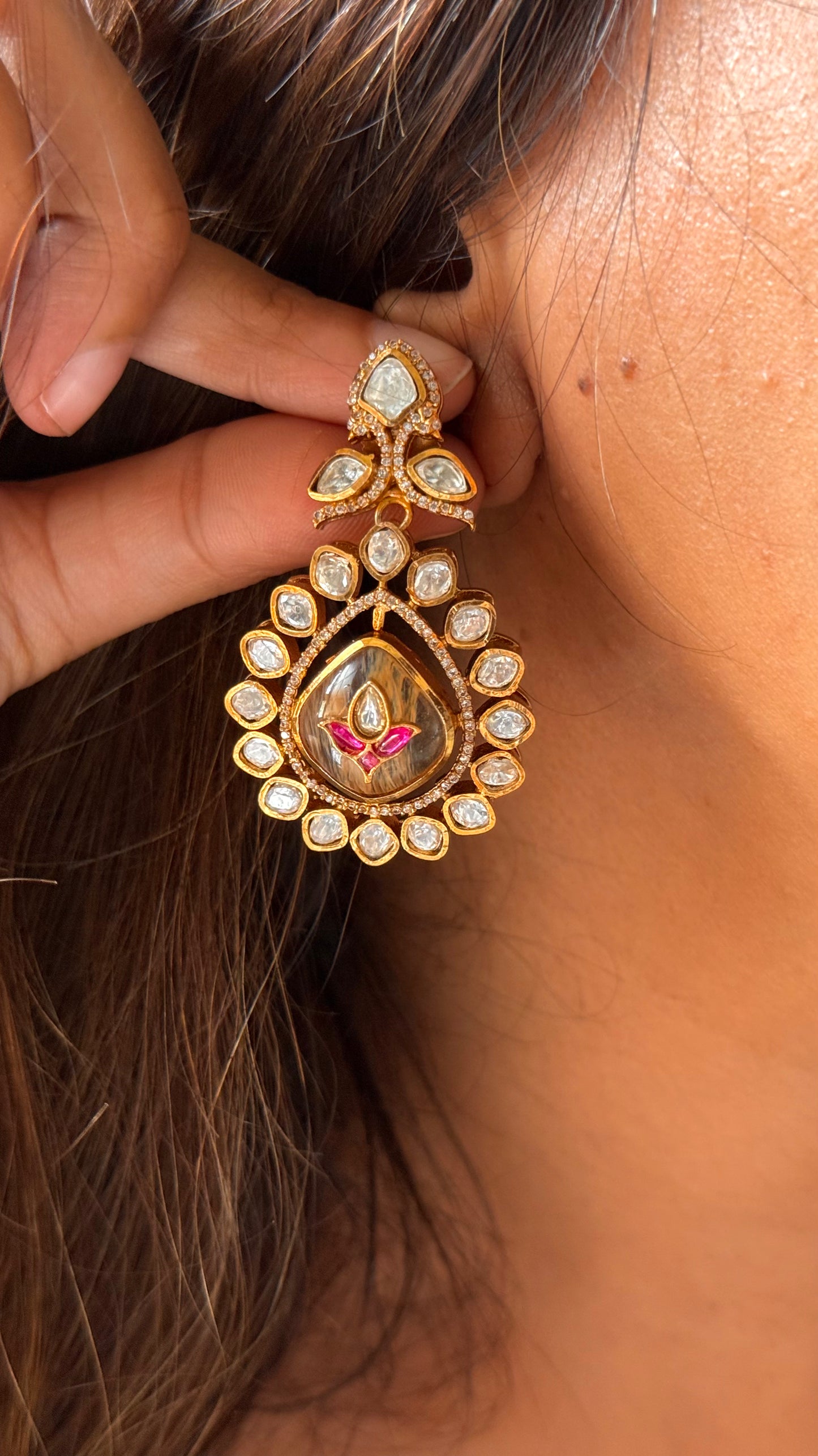 Sabyasachi inspired inlay work danglers