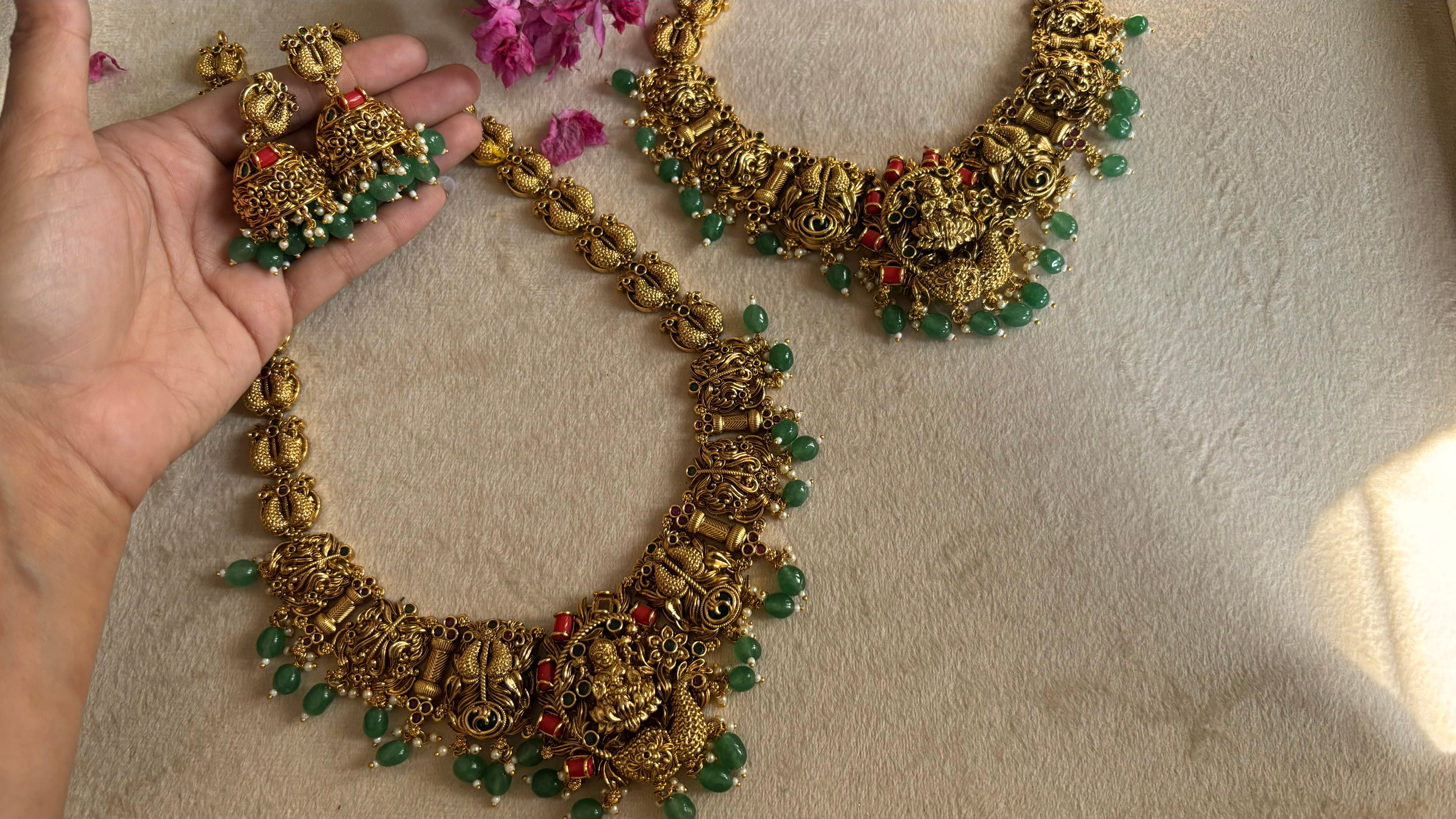 Temple jewellery combo with earrings