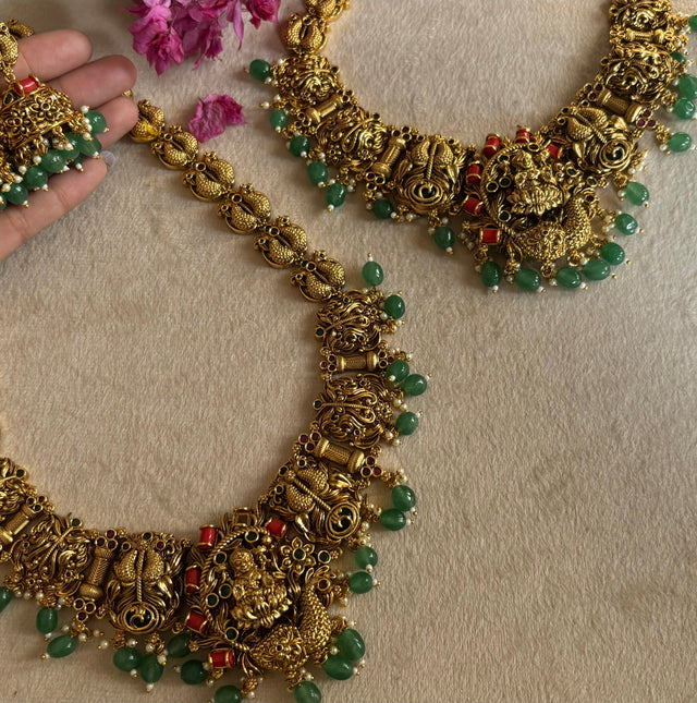 Temple jewellery combo with earrings