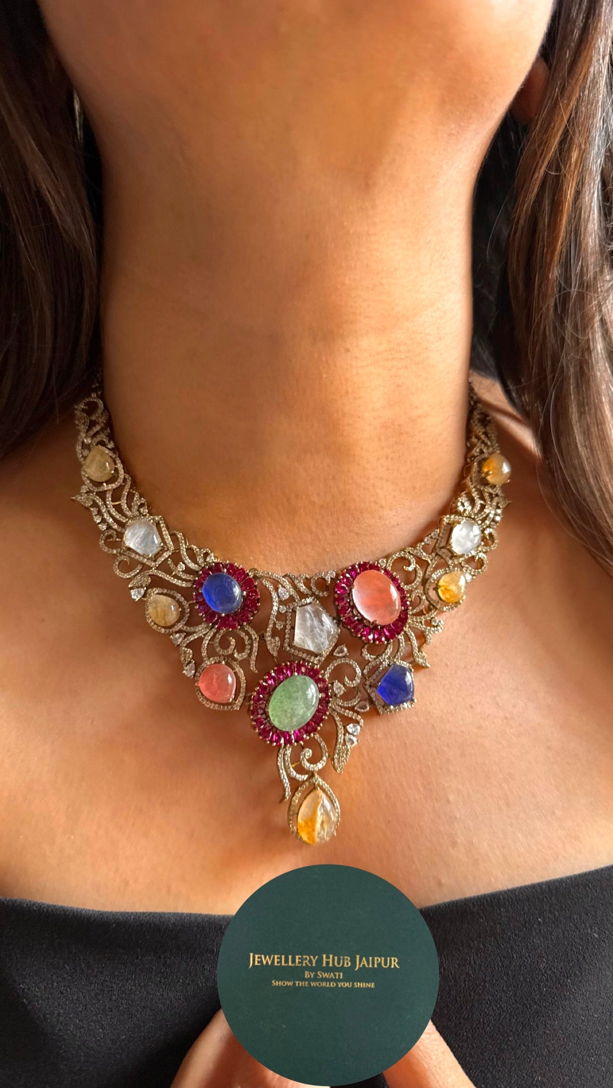 Mixed real stone sabyasachi inspired necklace