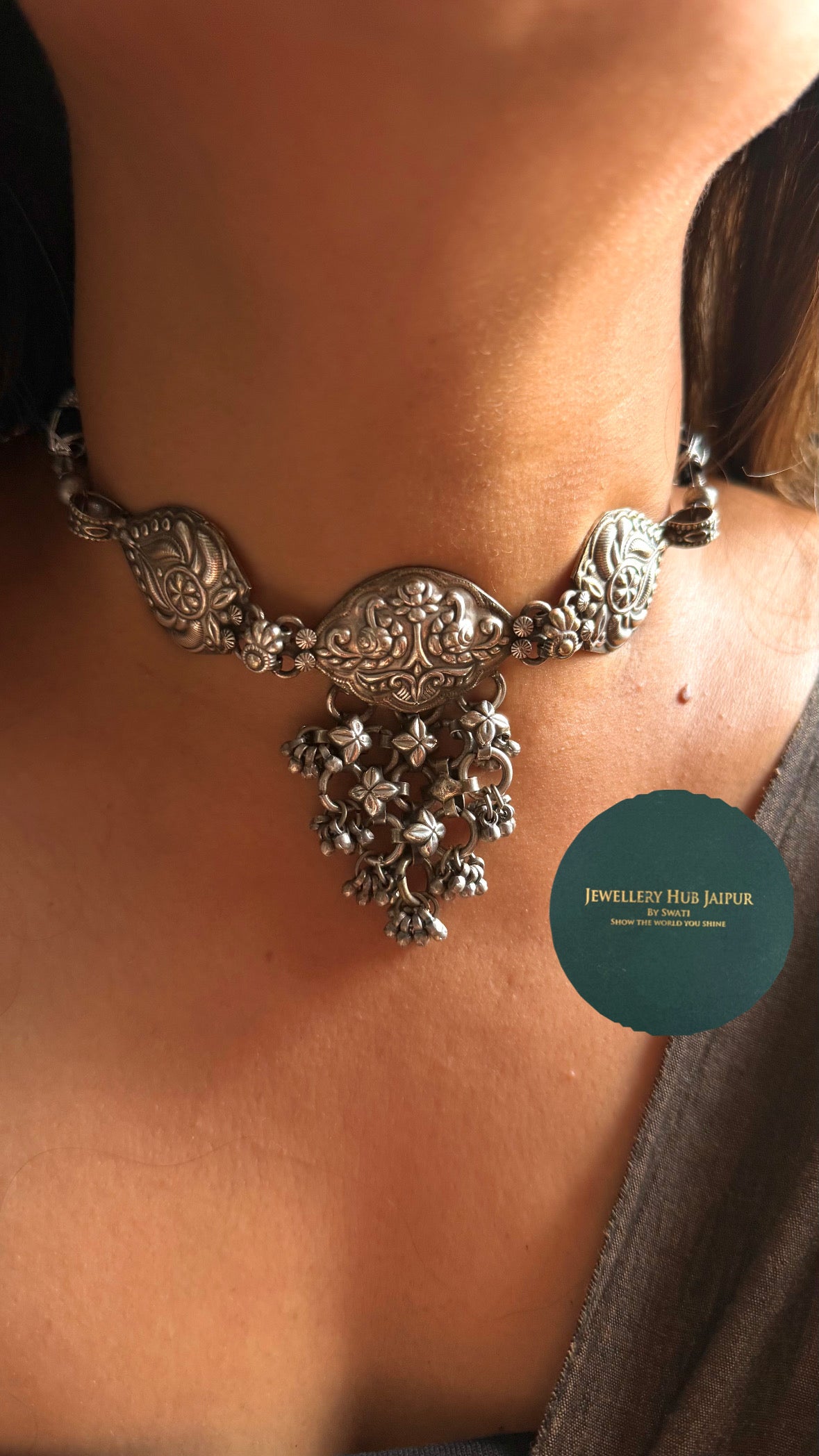 Santhal Tribal Floral Ghungroo Drop Choker