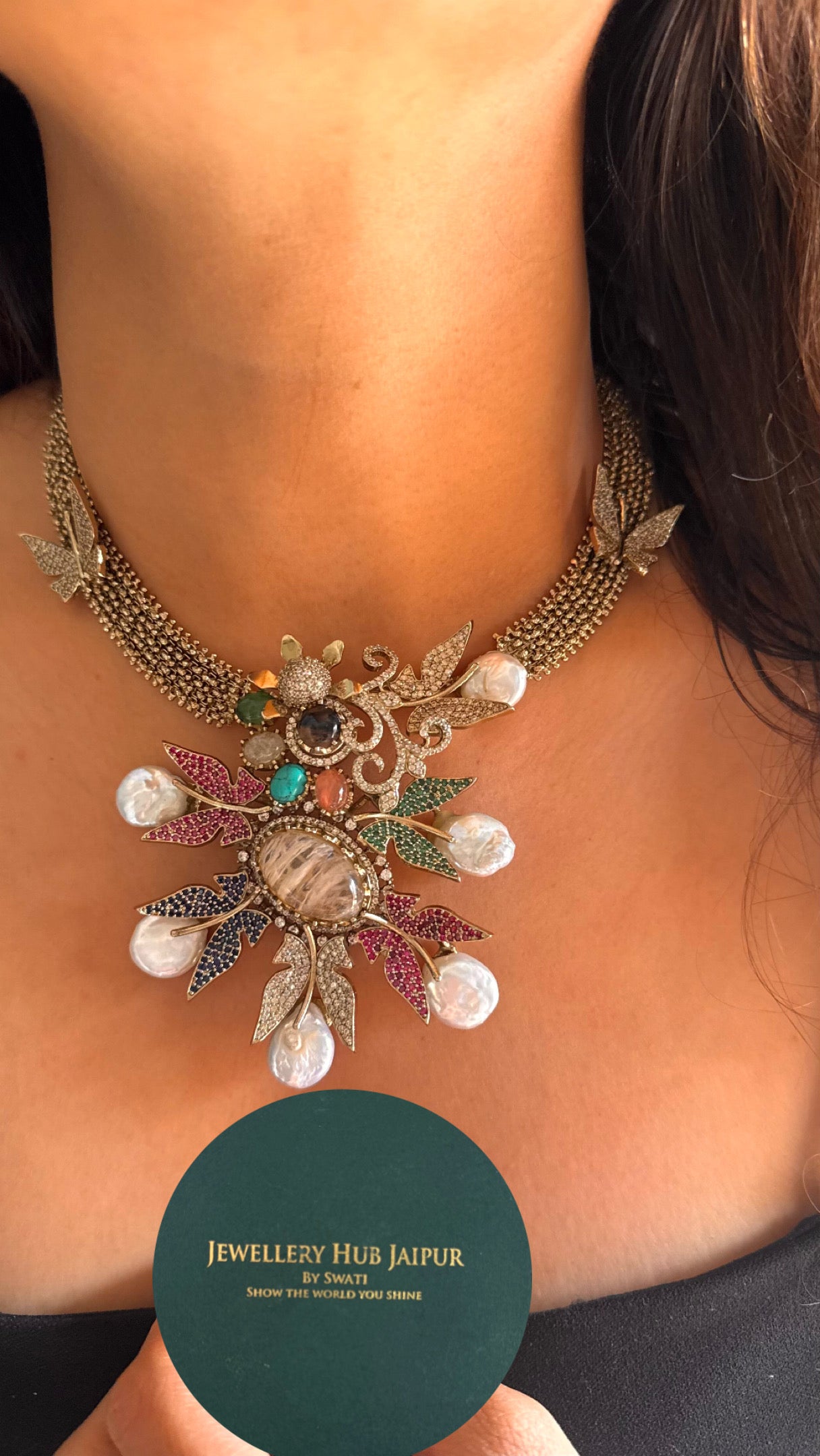 Sabyasachi inspired mother of pearl designer victorian necklace