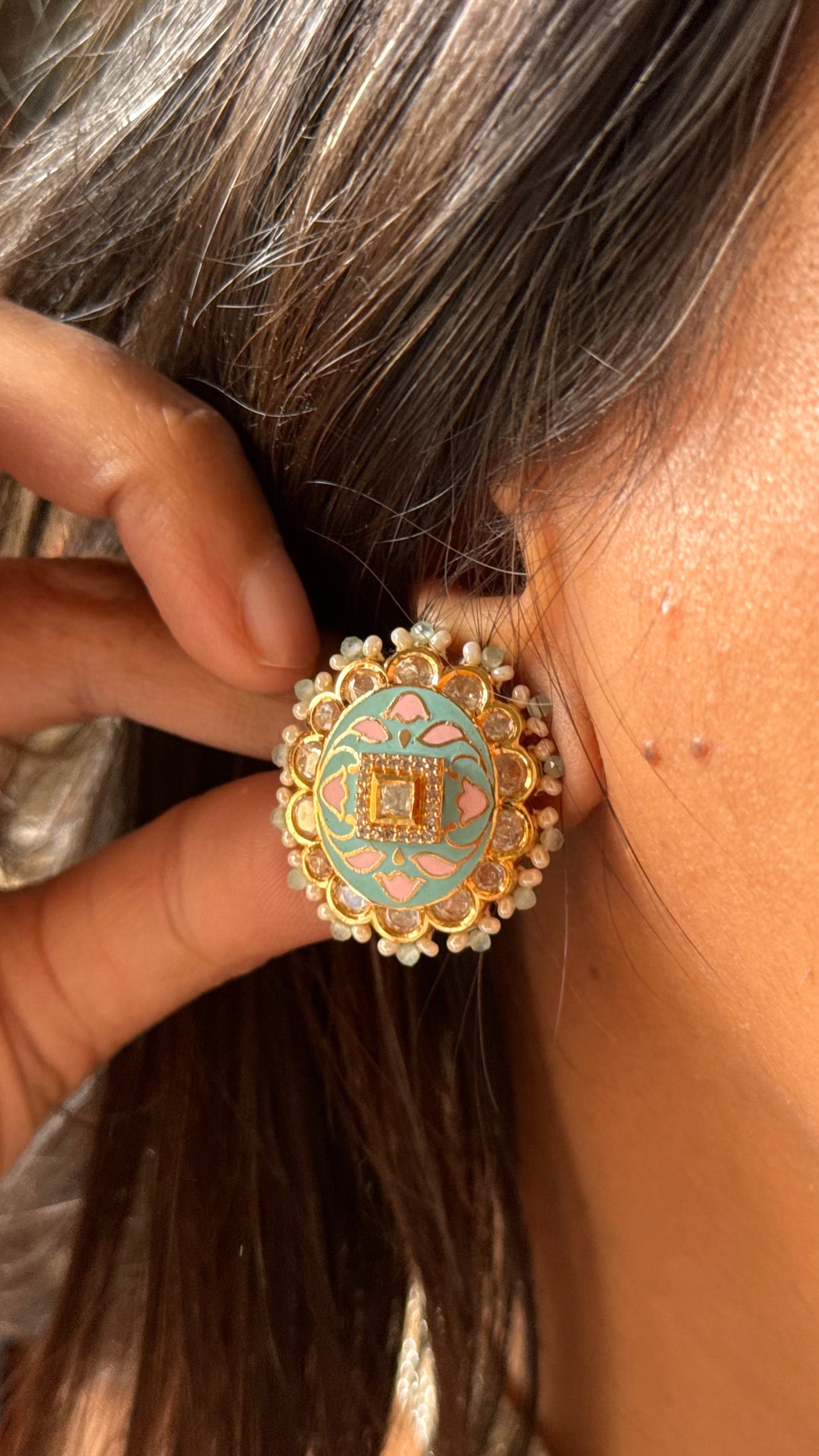 Firoza & pink meenakari heritage choker