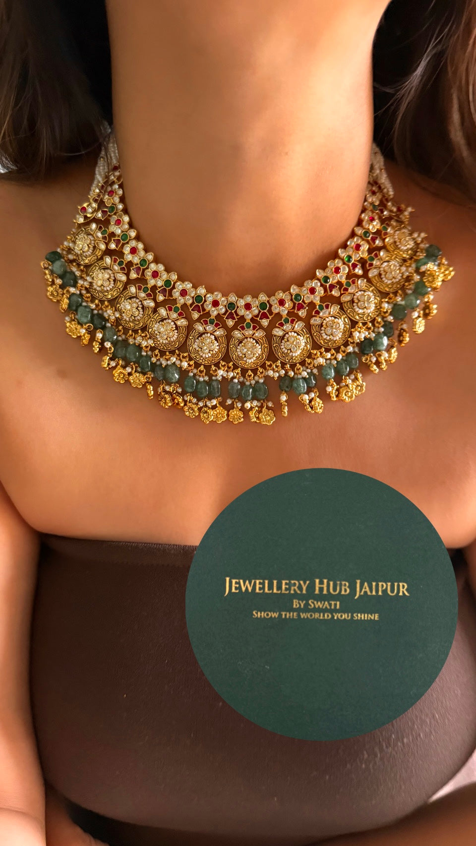 Heritage ruby & emerald polki necklace