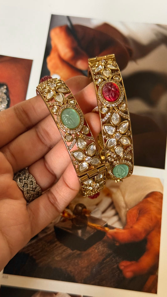 Mint & ruby doublet openable bangle