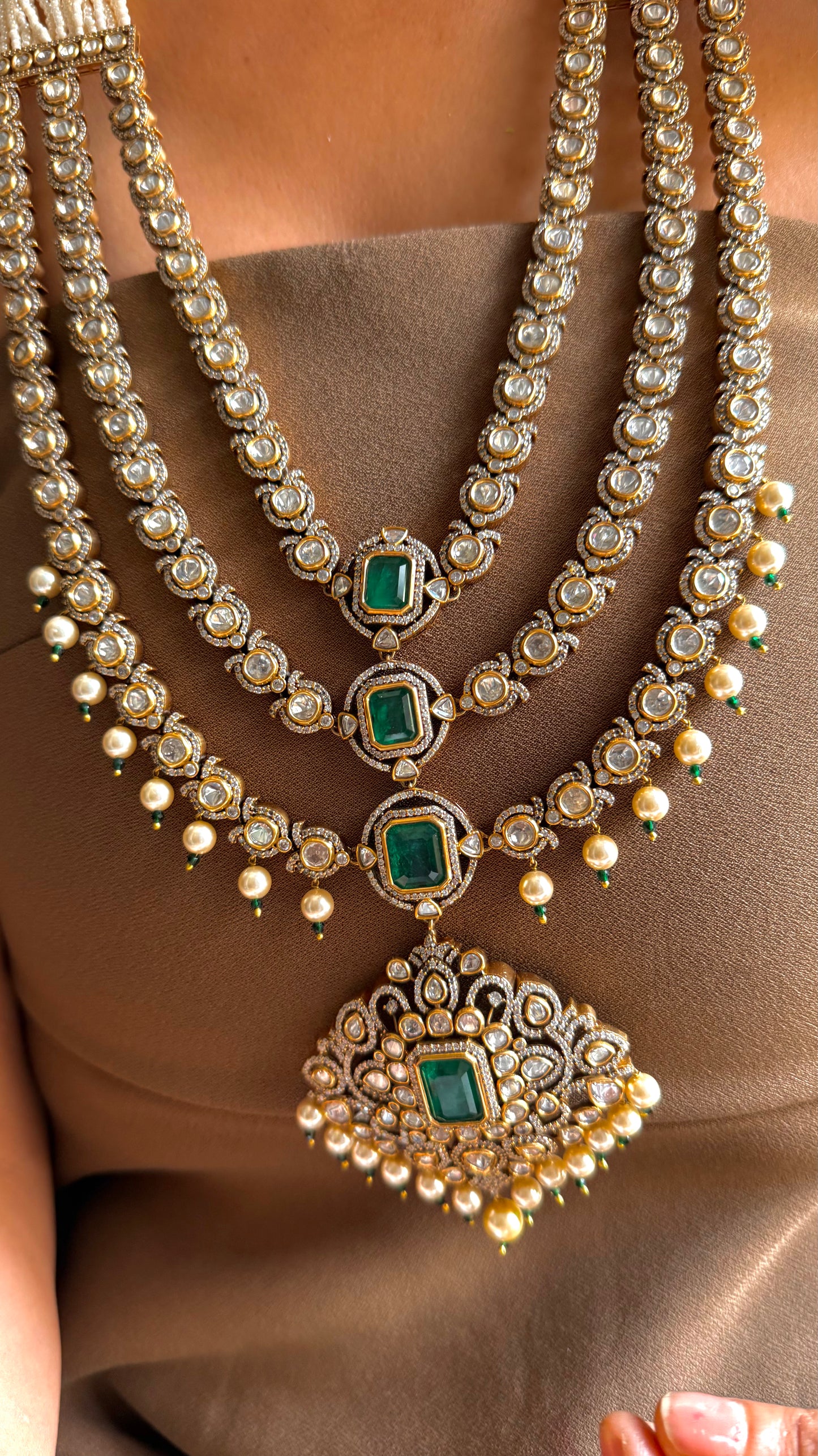 Emerald Victorian Polki Combo set