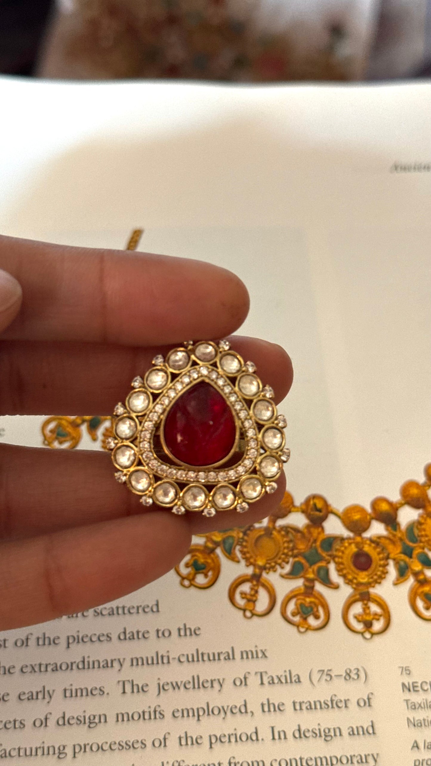Drop shape ruby moissanite Ring