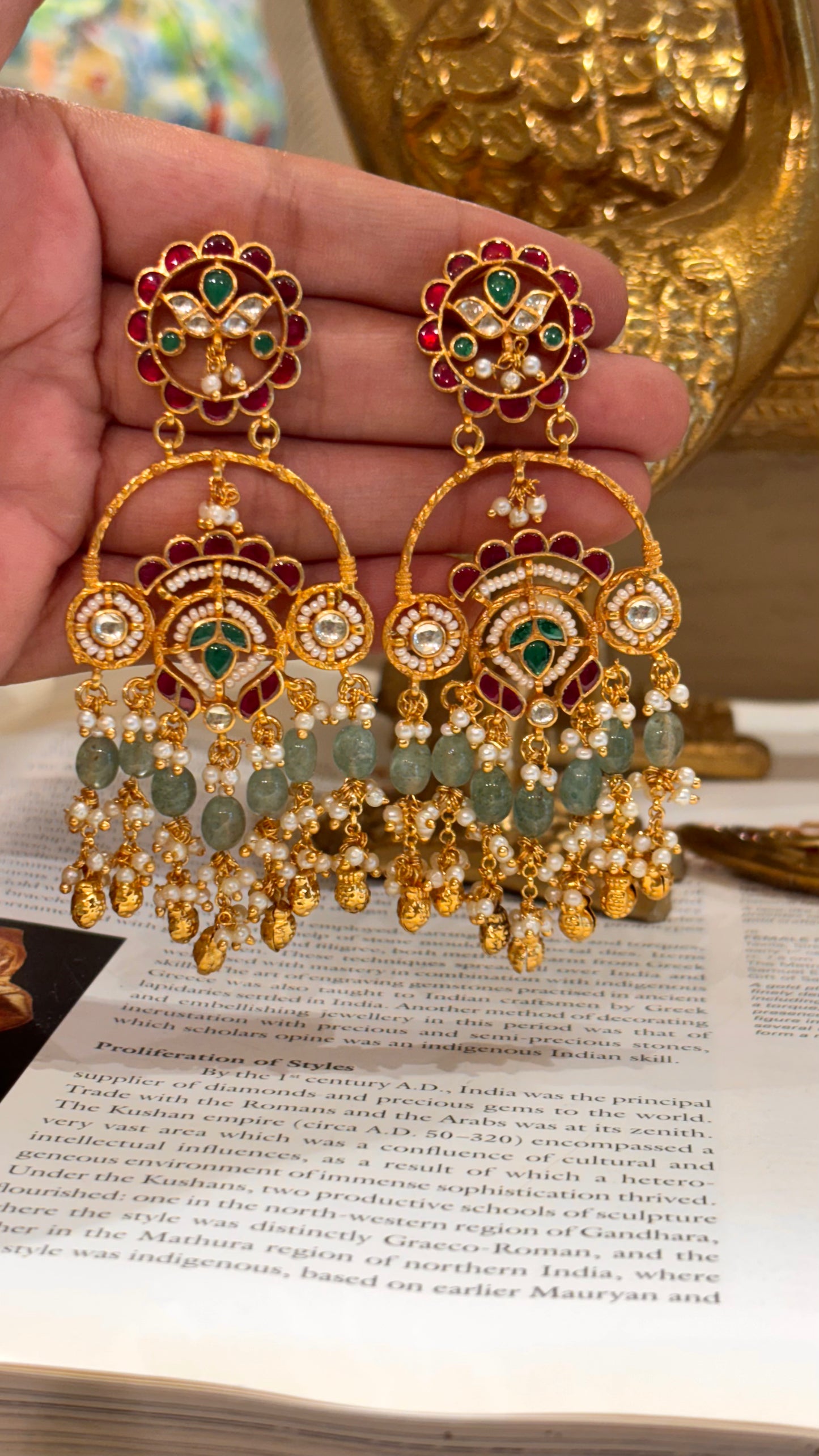 Heritage ruby with mint strawberry & gungroo drops earrings