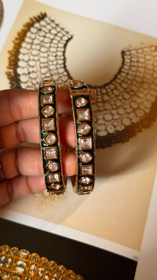 Emerald single line meenakari bangles