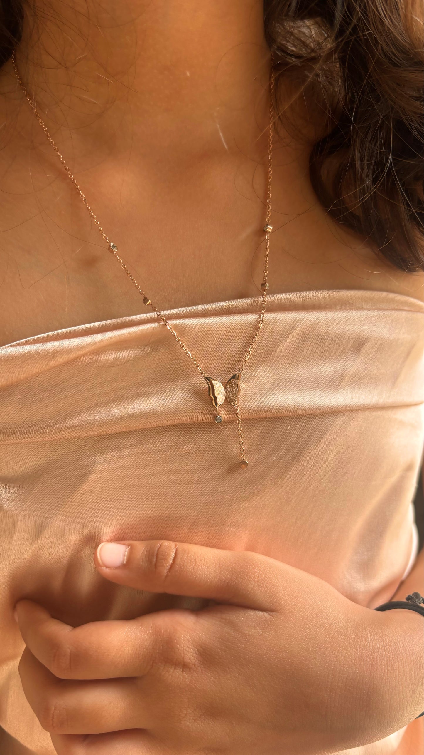 Rosegold butterfly necklace