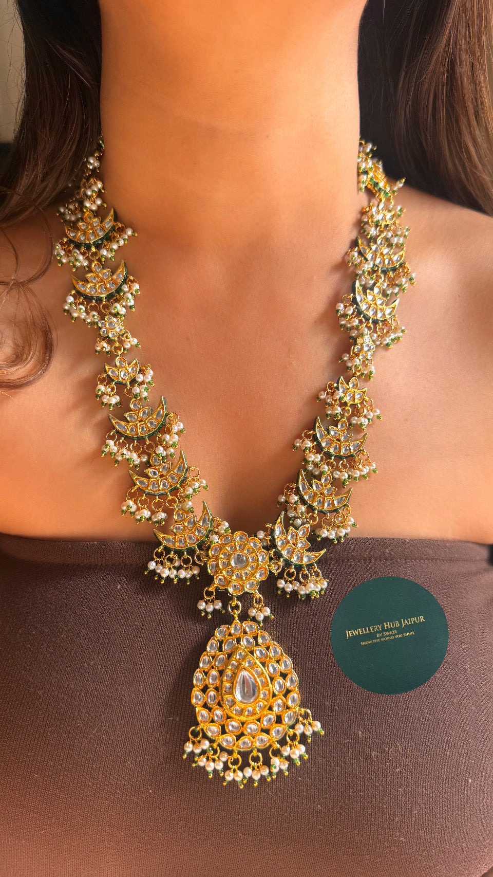 Meenakari polki heritage long necklace