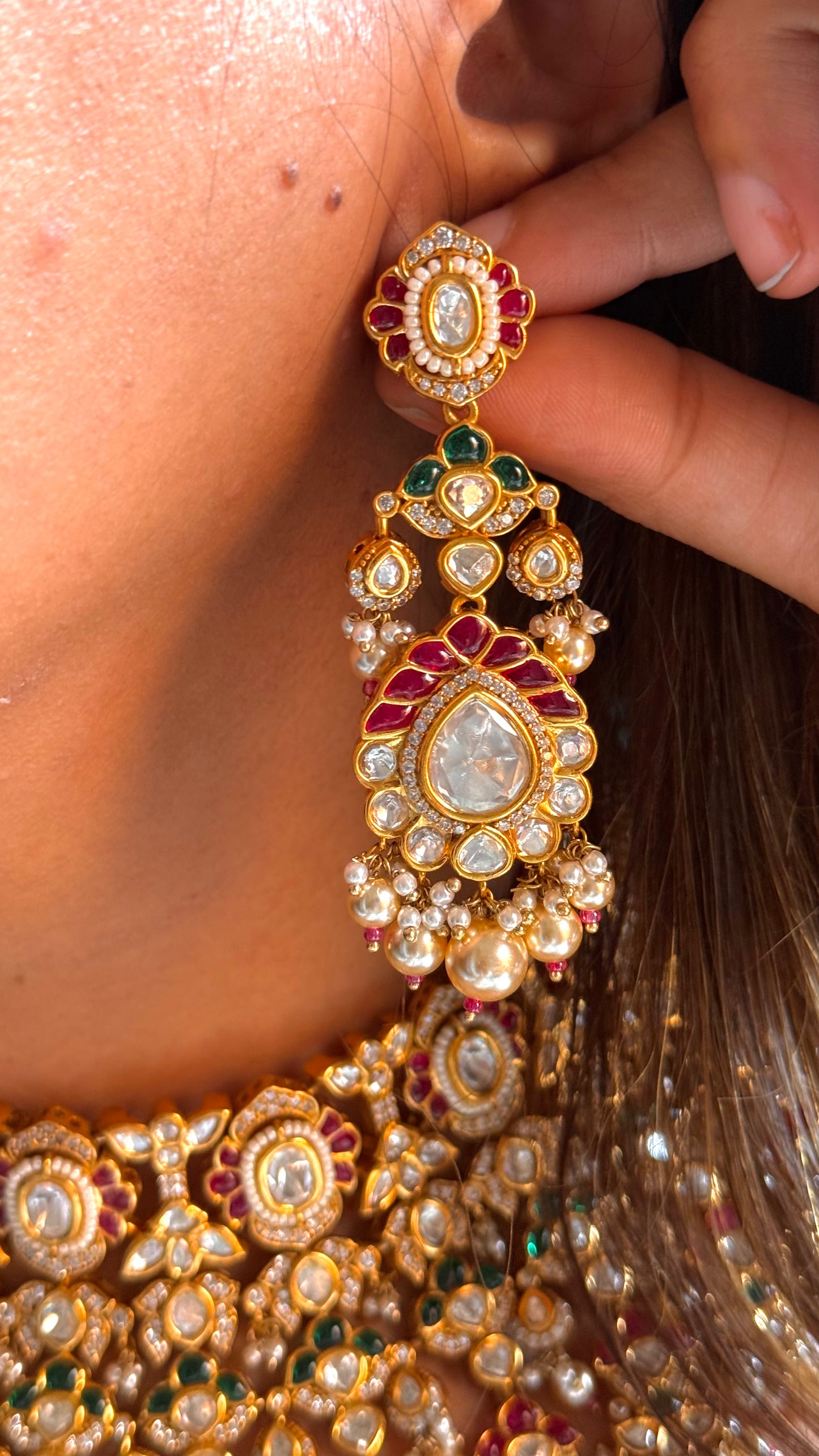 Bridal Asia inspired takkar Ruby  & Emerald Choker