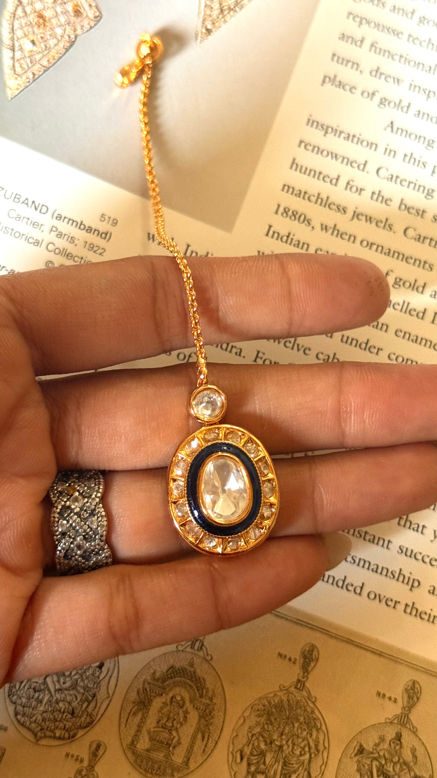 Sapphire meenakari polki maangtika
