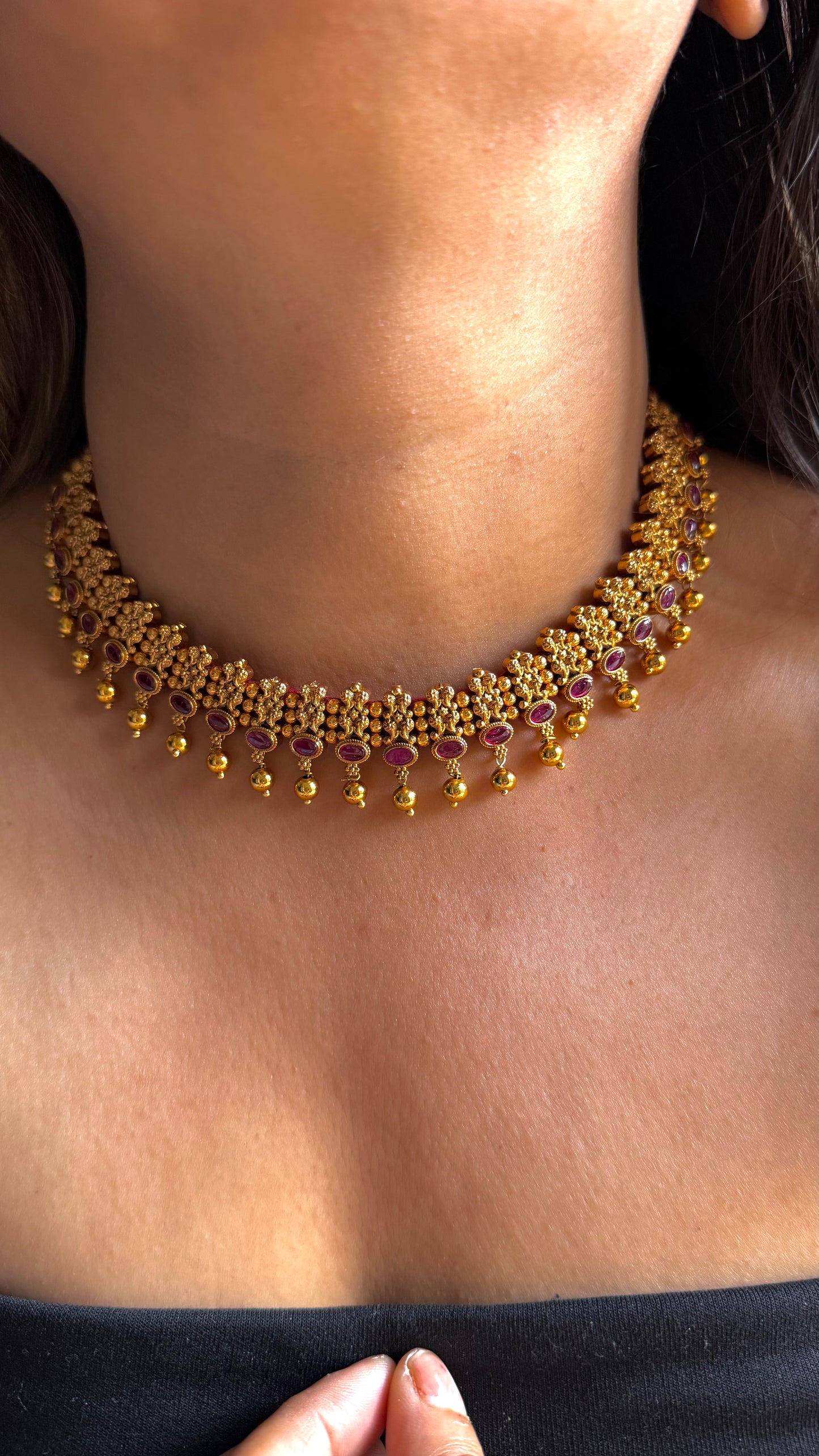 Maharashtrian gold ruby choker