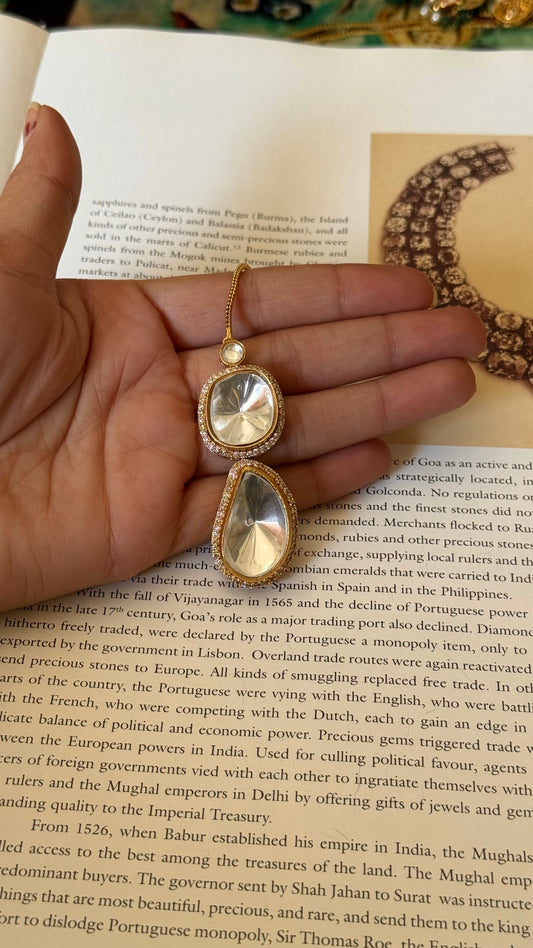 Uncut polki gold maangtika