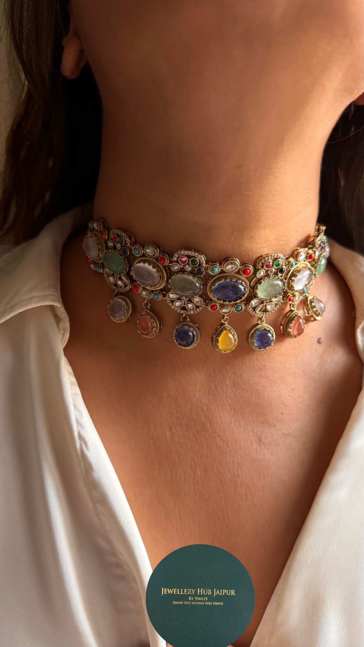 Sabyasachi inspired sapphire with natural stone Necklace