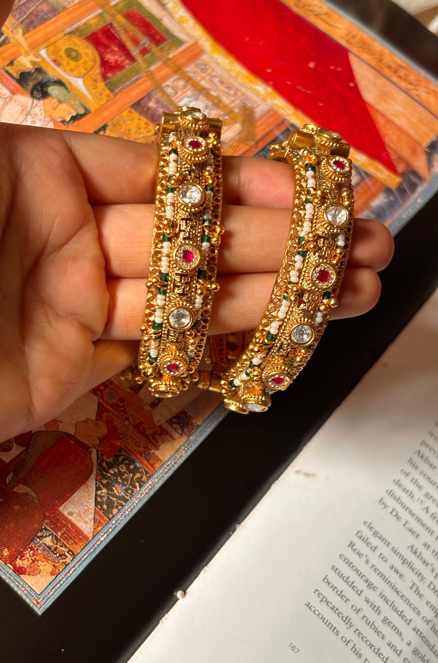 Swastik nakashi gold polish rajwada openable bangles