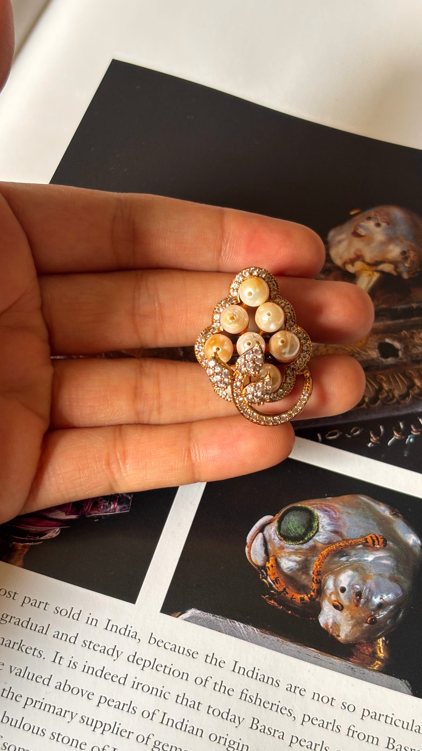 Pearl designer cocktail ring