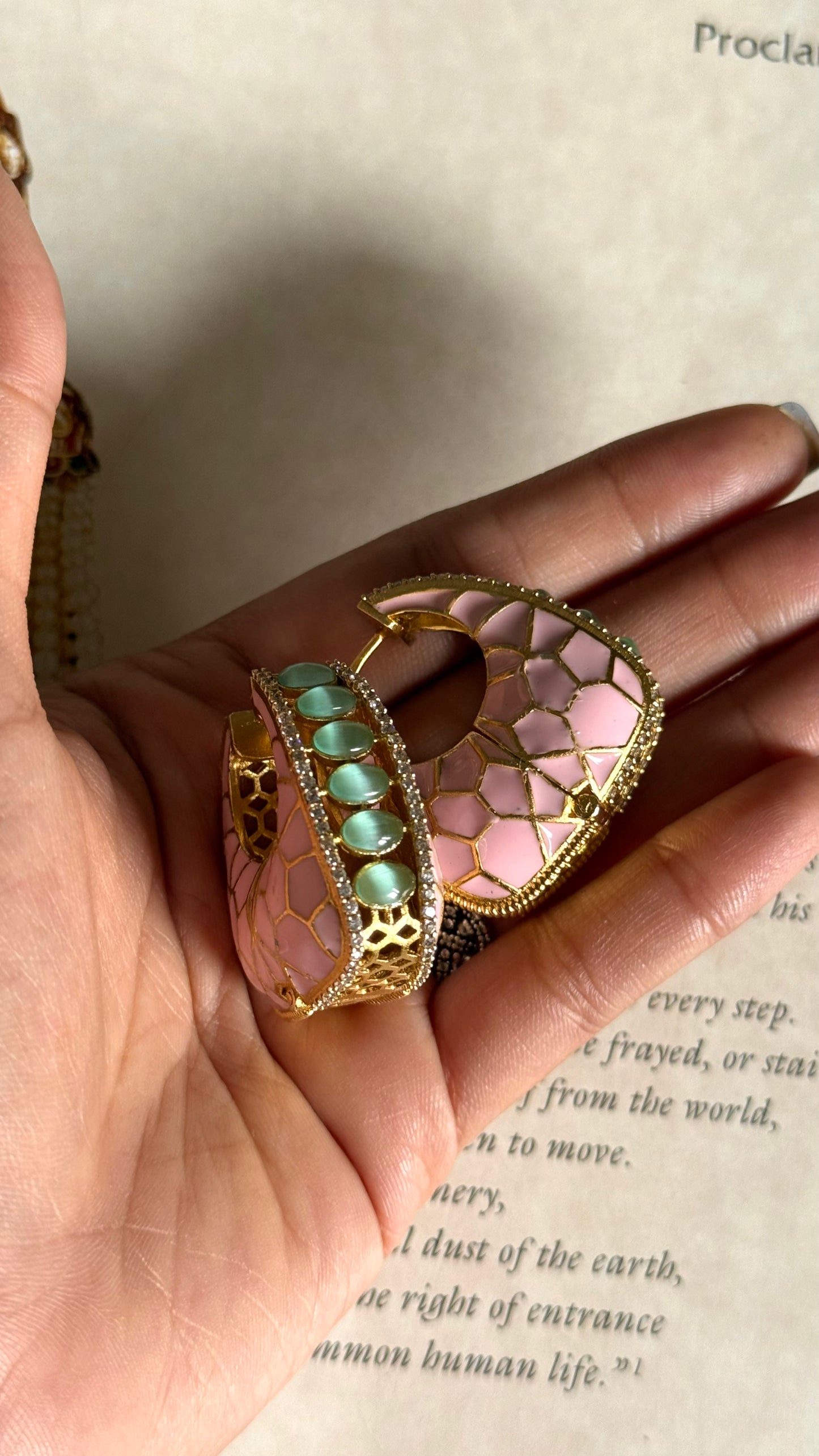 Rose quartz katdana with mint designer Baaliyan