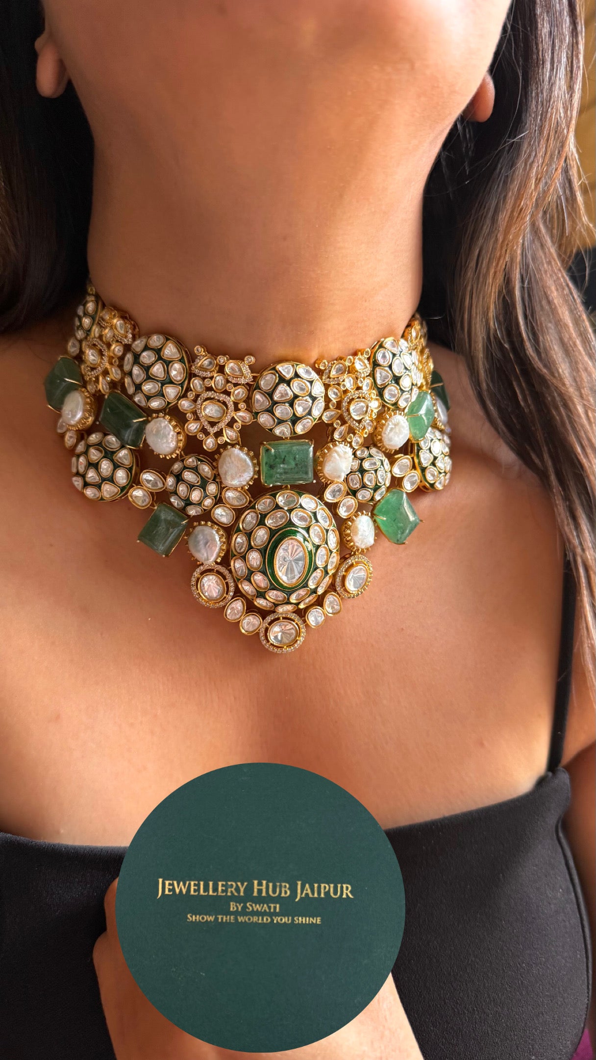 Real stones meenkari carving designer Necklace