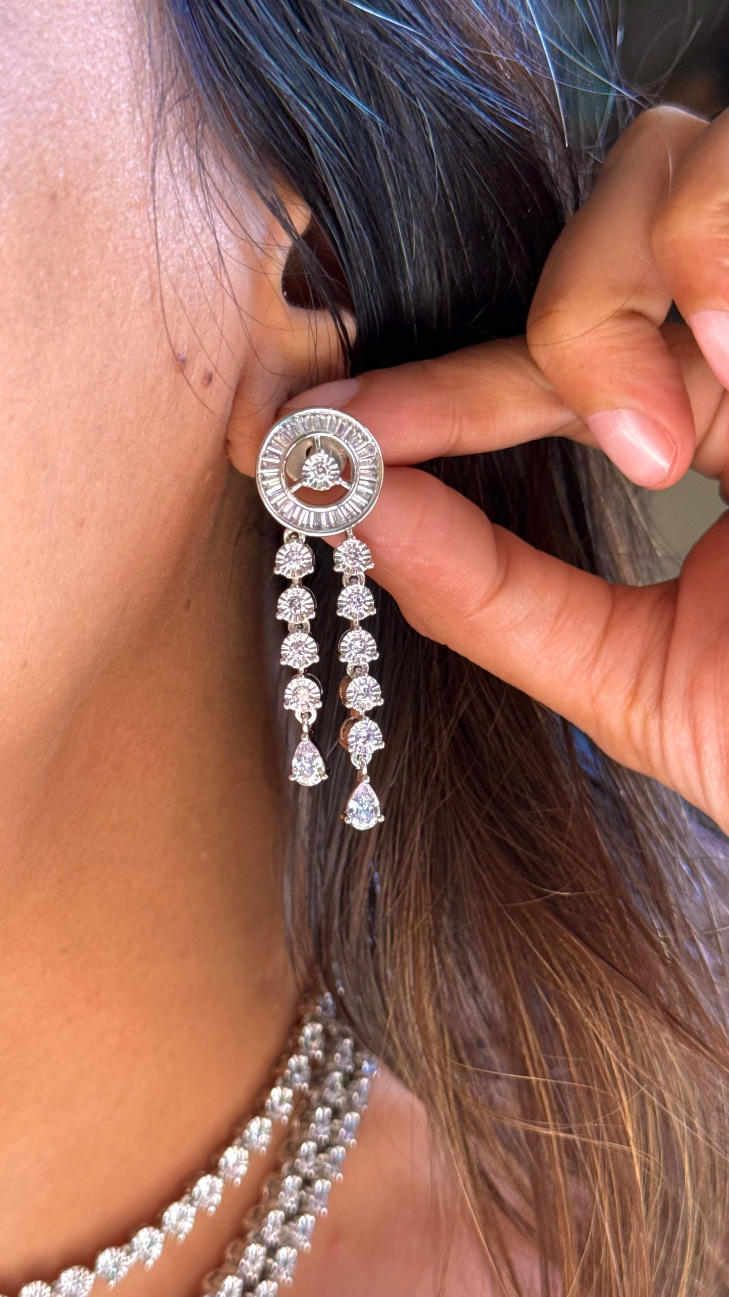 Triple layer diamond necklace