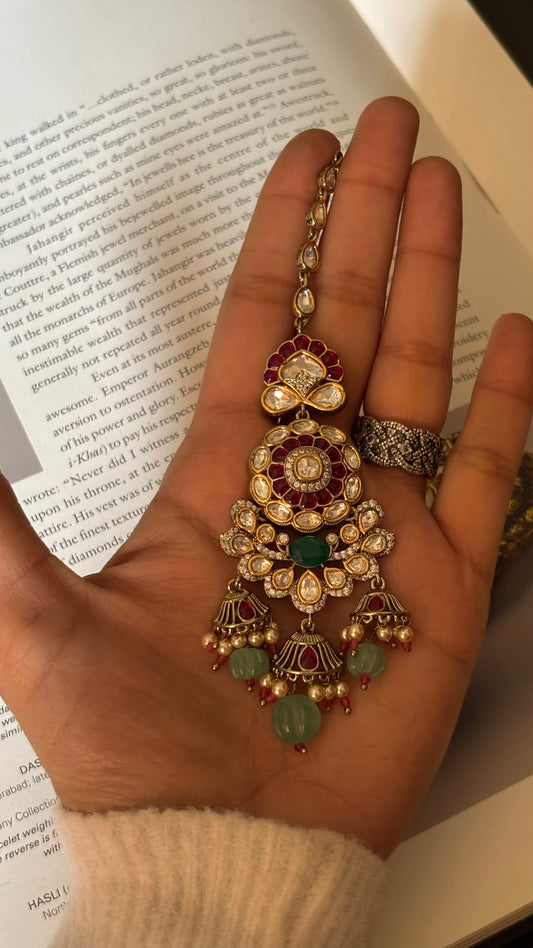 Mint & Ruby heritage victorian maangtika