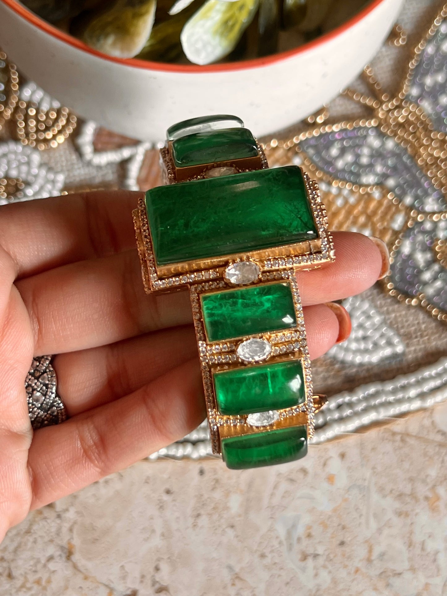 Emerald doublet bracelet