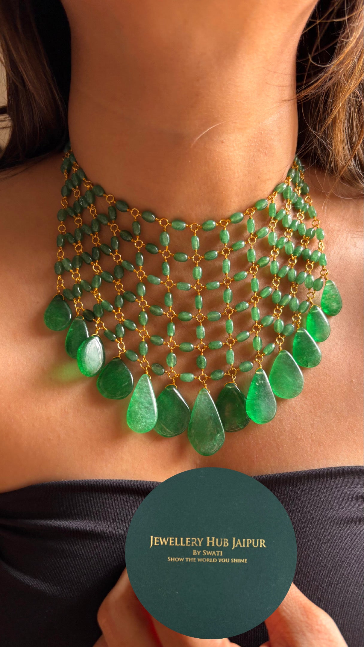 Emerald shahi panna jaal Necklace