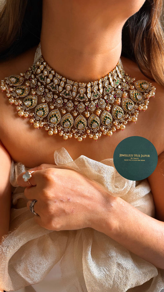 Heritage ruby & emerald bridal choker set