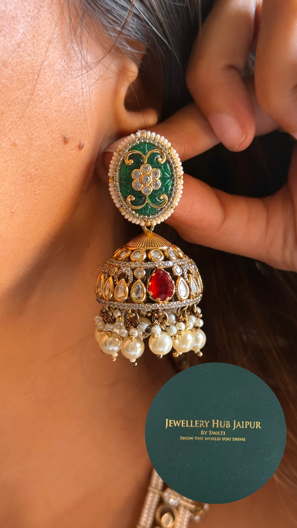 Real gold, Tribhuvan Das Zaveri, inspire Meena Kari Emerald and Ruby Ranihaar