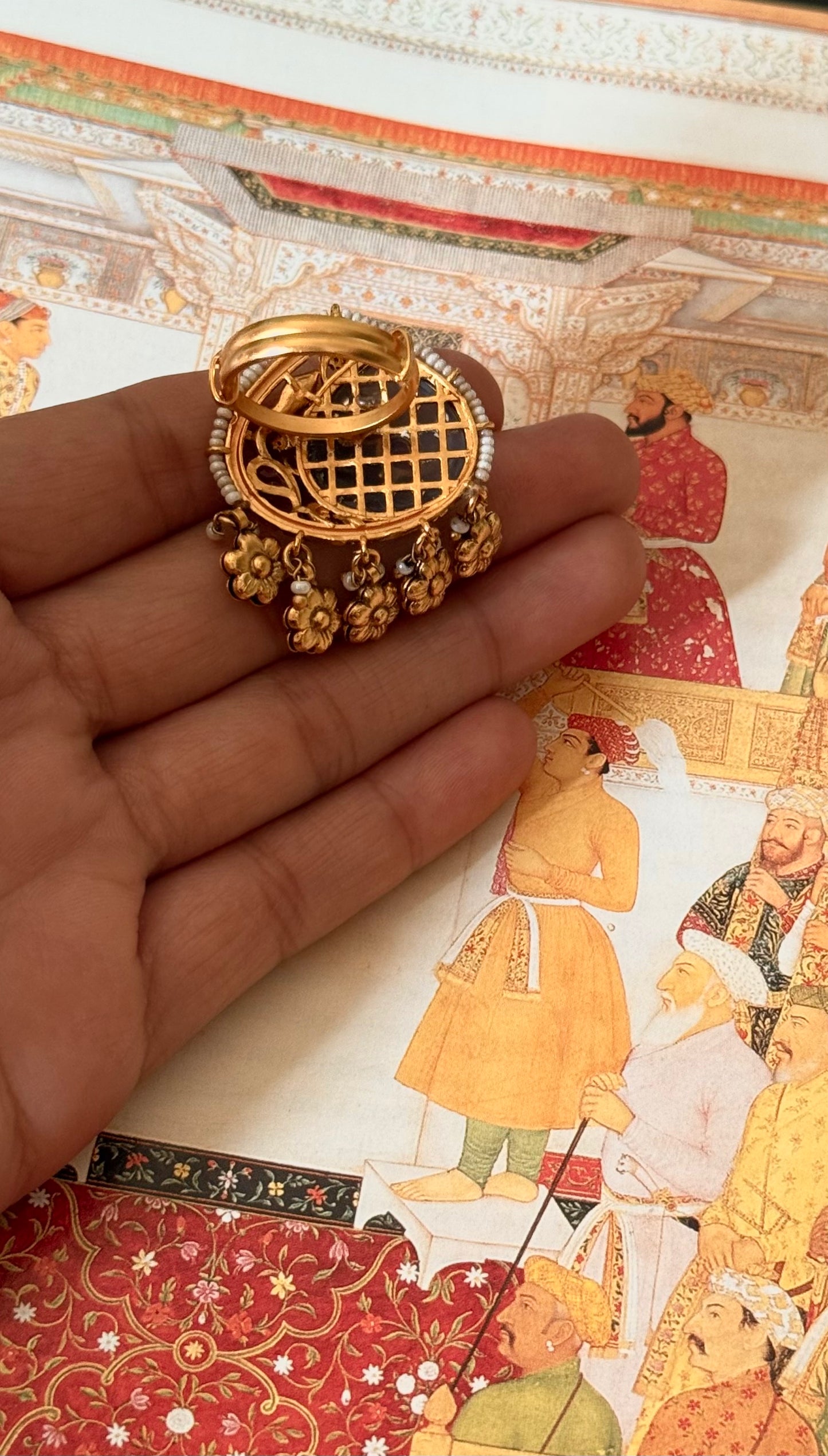Rajwada peacock inspired adjustable ring