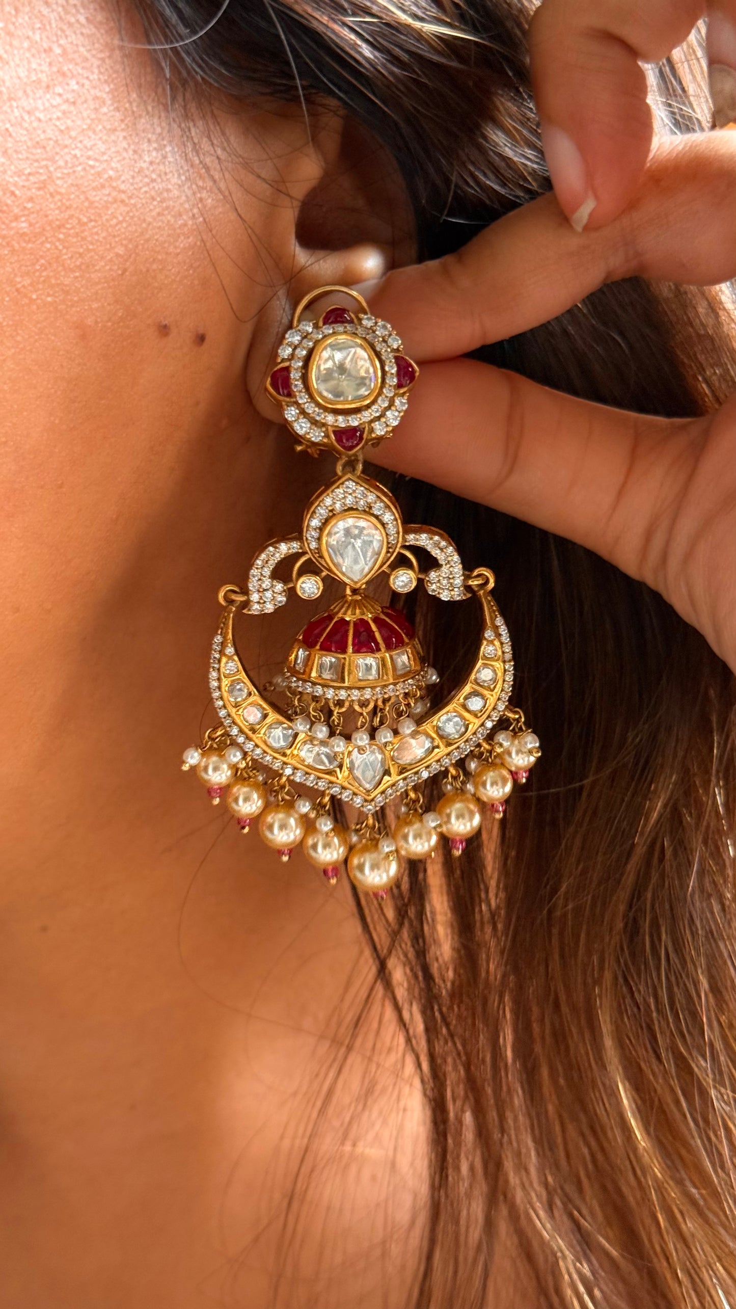 Designer heritage jhumki in ruby