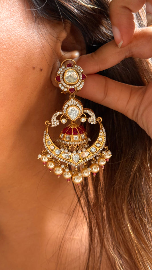 Designer heritage jhumki in ruby