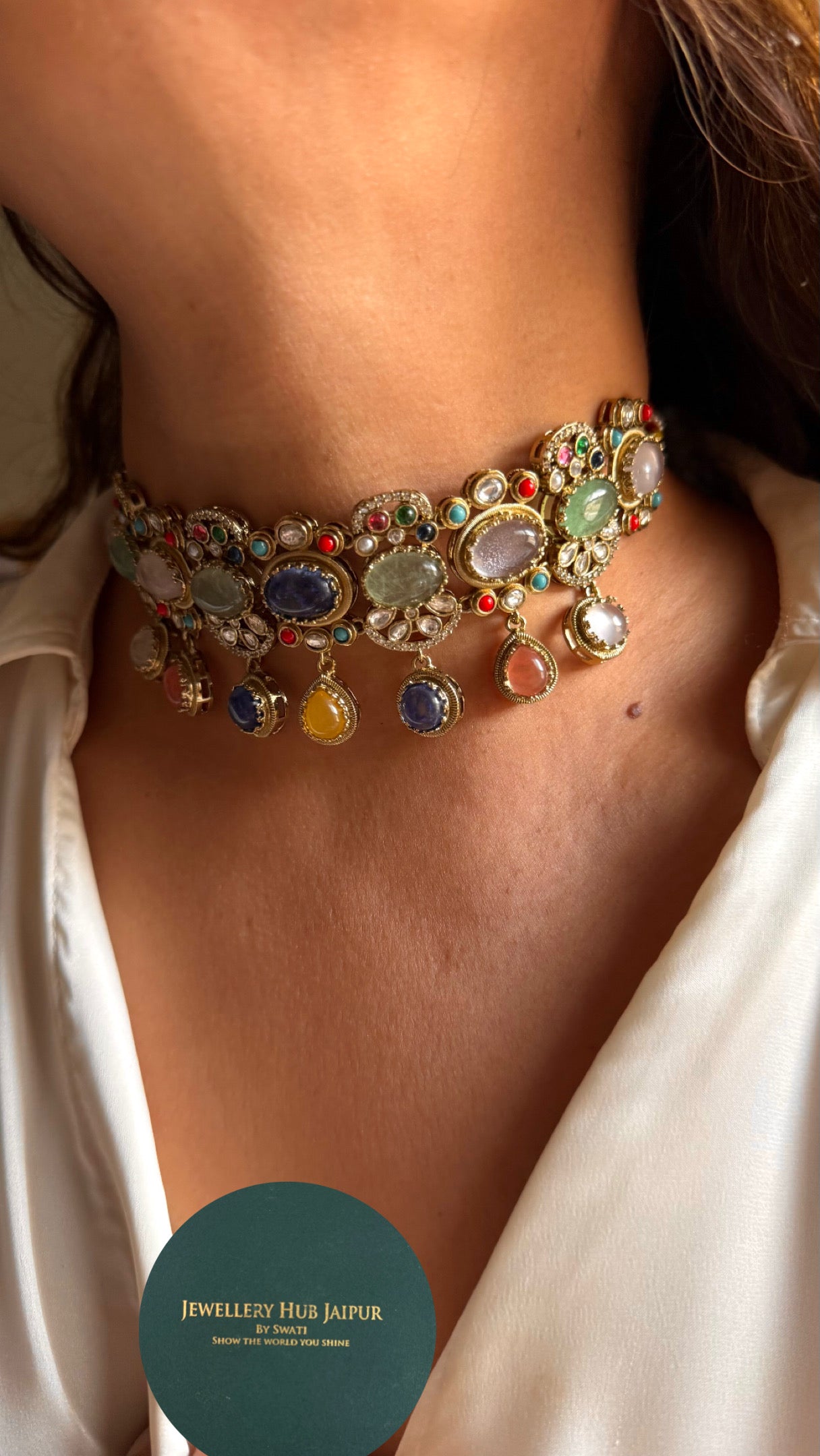 Sabyasachi inspired sapphire with natural stone Necklace