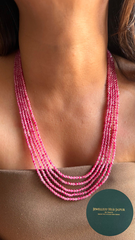 Five layer rose quartz string