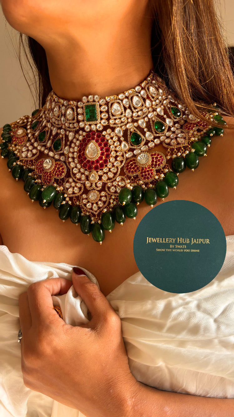Arunya moissanite bridal choker necklace set