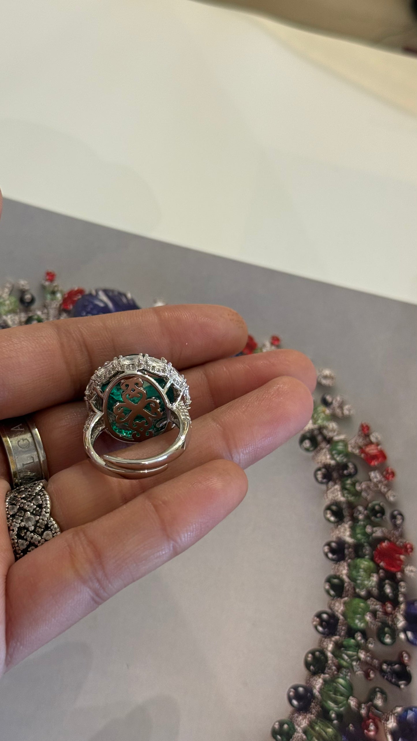 Emerald Cocktail Diamond Ring