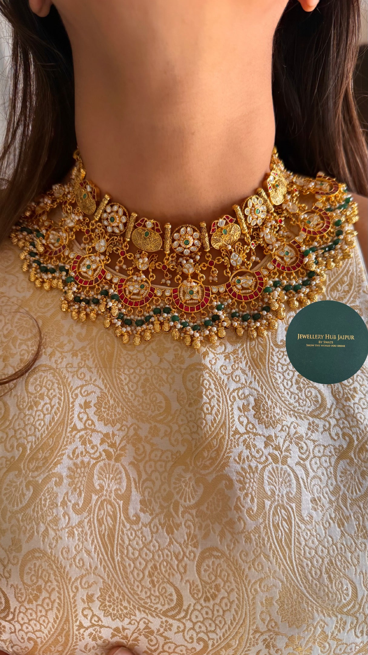 Heritage paachi gold ghungroo necklace