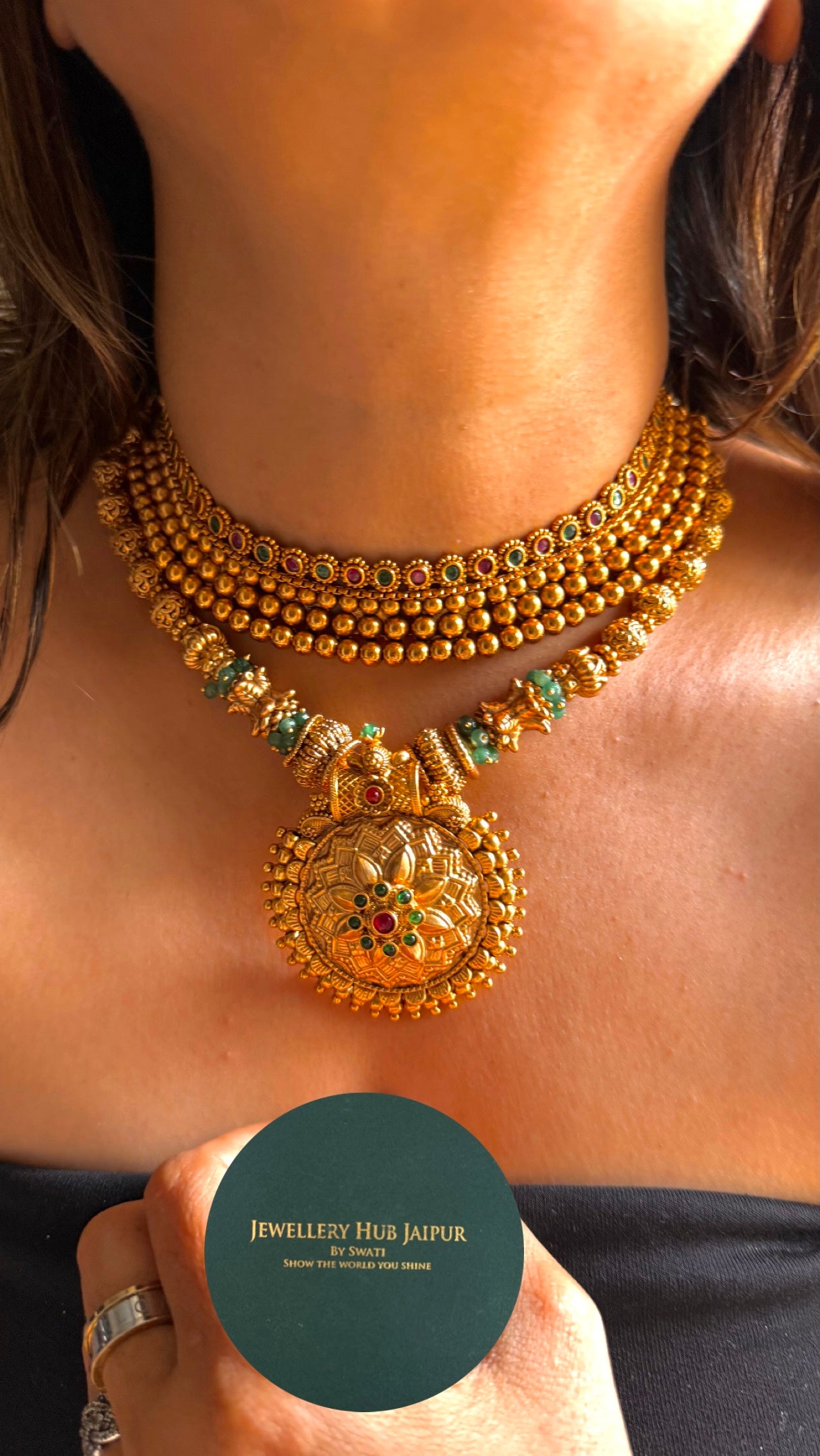 Heritage gold nakashi combo necklace