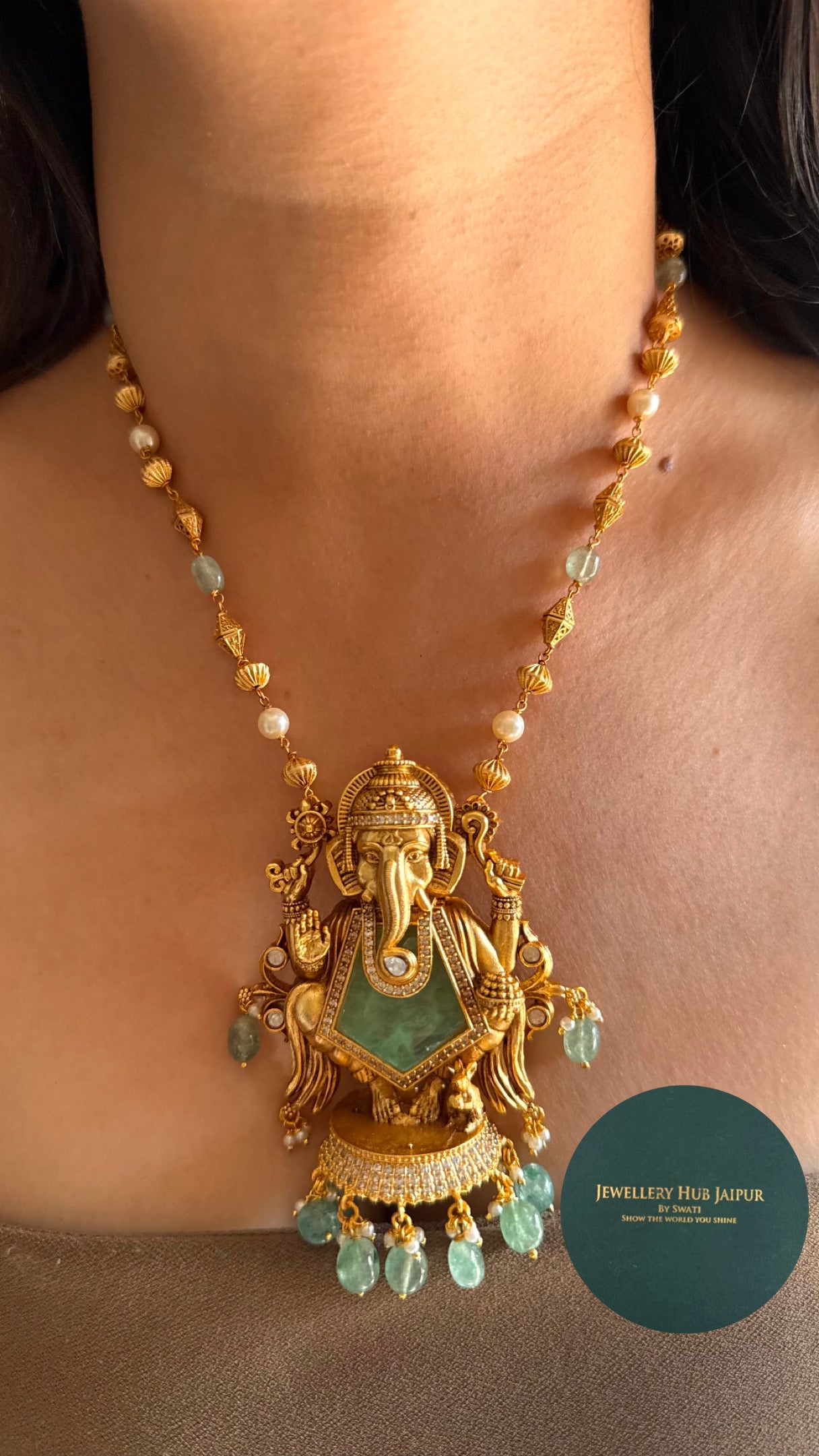 Ganeshji  inspired mint pendant set