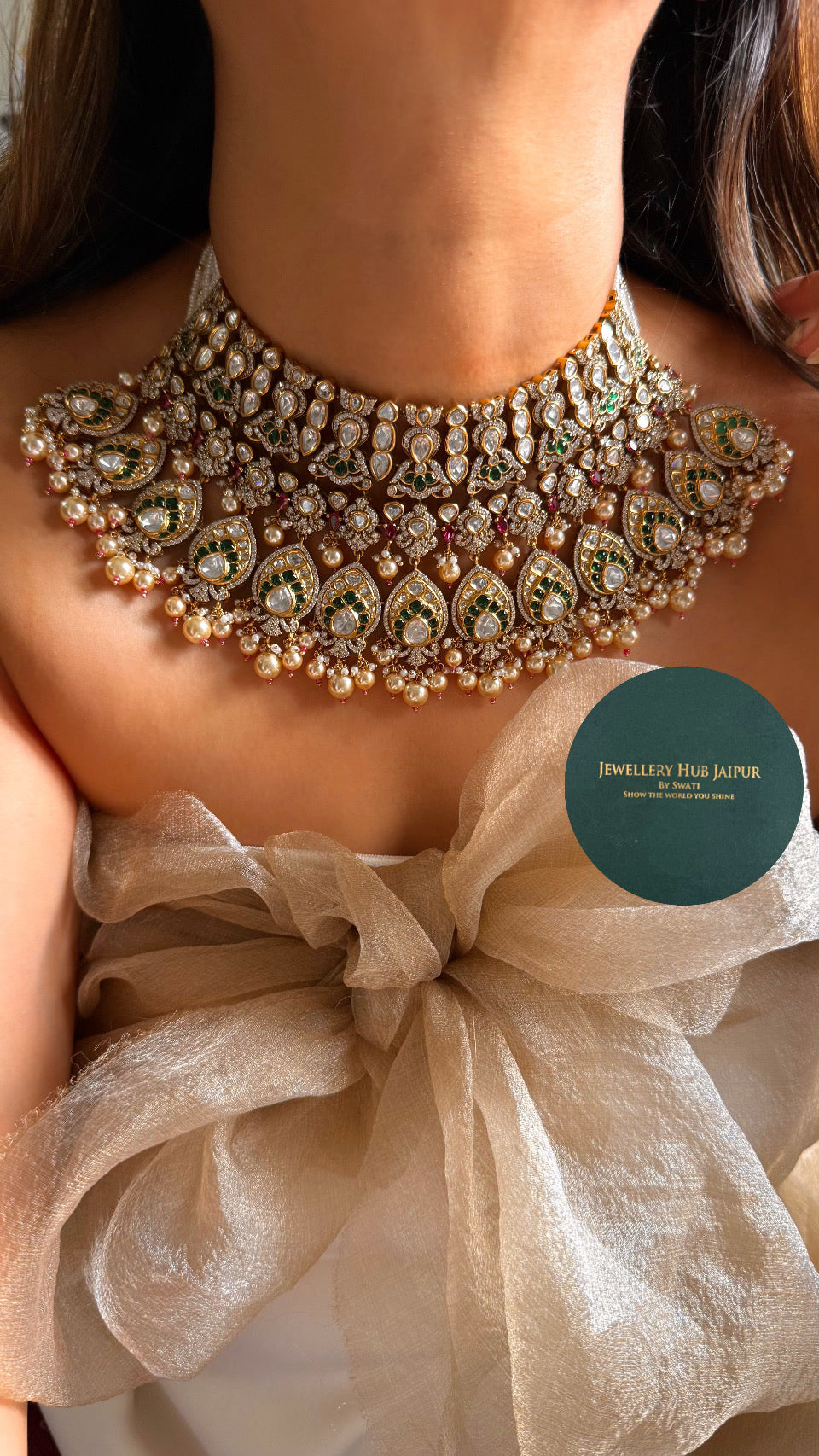 Heritage ruby & emerald bridal choker set